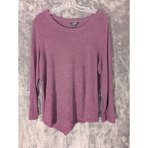 WOMEN'S SIMPLY VERA WANG PULLOVER KNIT TOP SWEATER WINE ASYMMETRICAL SZ PXL